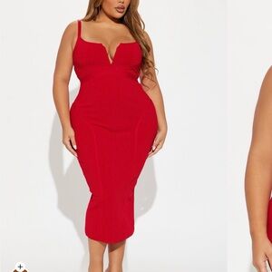 Fashion Nova Red Bandage Midi Dress